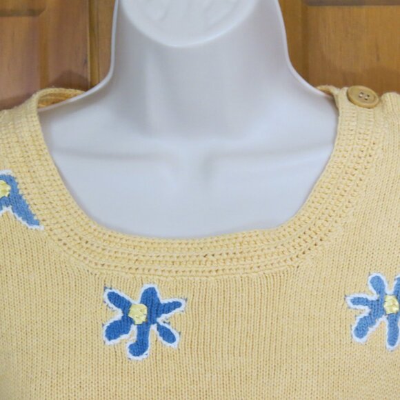 Orvis Women's Yellow Sweater Long Sleeve CottoFlowers Size Large - Picture 2 of 10